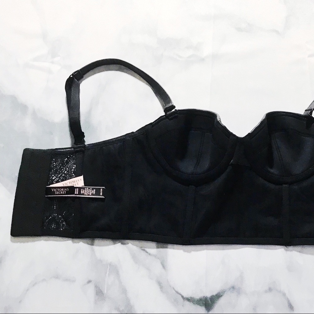VS Faux Leather Longline Bra Top Balconet Bustier - Picture 6 of 8